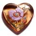 Coco Pendants Heart 35mm Transparent Orange Resin W/ Handpainted Design - Floral / Embossed