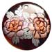 Hand Painted Shell Coco Wooden Pendants Round 40mm Black Tab W/ Handpainted Design - Floral/embossed