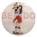 Shell Pendants Round 40mm Kabibe Shell W/ Handpainted Design -hula Girl / Embossed