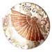 Wooden Pendants Round 40mm Hammershell W/ Handpainted Design - Fan / Embossed