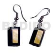 Resin Earrings Dangling 20mmx10mm Inlaid Mop Bar W/ Black 5mm Resin Backing