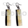 Resin Earrings Dangling 40mmx10mm Mop Bar W/ 5mm Black Resin Backing
