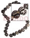 Seeds Beads Lumbang / Kukui Nuts Tiger /black & White ( 16pcs. In 16in. Strand )