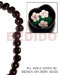Seeds Beads Kukui Seed / Black W/ Flower Design On 2 Sides / 16 Pcs. Per Strand