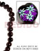 Seeds Beads Kukui Seed / Black W/ Flower Design On 2 Sides / 16 Pcs. Per Strand