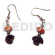 Seeds Earrings Dangling Black Buri Half Moon W/ Red Corals