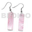 Seeds Earrings Dangling 30x10mm Pastel Pink Hammershelll Bar Earrings