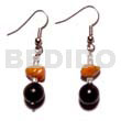 Seeds Earrings Dangling Black Buri Beads/red Corals Combi