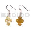Shell Earrings Dangling 17x14mm Brown Lip Cross Earrings