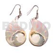 Shell Earrings Dangling Flat Nautilus Teardrop