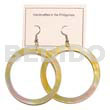 Shell Earrings Dangling Round Mop Hoop Earrings 50mm