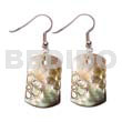Shell Earrings 35mm Dogtag Blacklip W/ Embossed Flower Skin