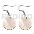 Shell Earrings Dangling Round 20mm Kabibe Shell