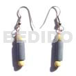 Wooden Earrings Dangling Pastel Pink Wood Tube W/ Yellow Wood Beads