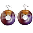 Wooden Earrings Dangling 35mm Round Wavy Wood Ring W/ 15mm Inner Hole